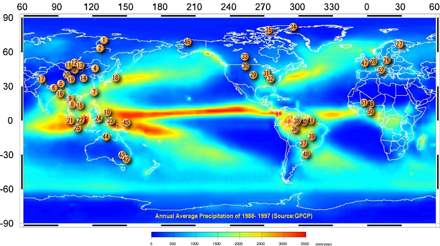 Global distribution of 51 CEOP Reference Sites
